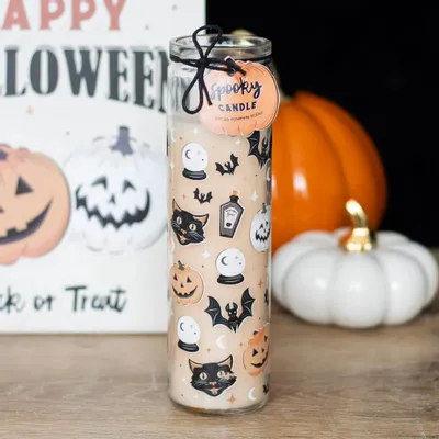 Candles - Spooky Spiced Pumpkin Tube Candle - SOMETHING DIFFERENT WHOLESALE