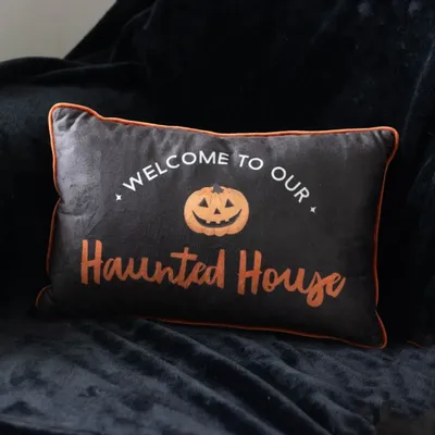 Cushions - 40cm Rectangular Haunted House Cushion - SOMETHING DIFFERENT WHOLESALE