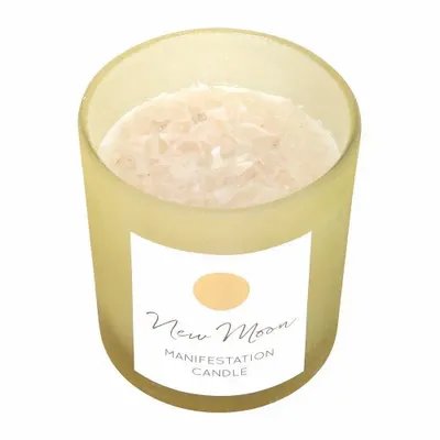 Candles - New Moon Wild Orange Manifestation Candle with Clear Quartz - SOMETHING DIFFERENT WHOLESALE