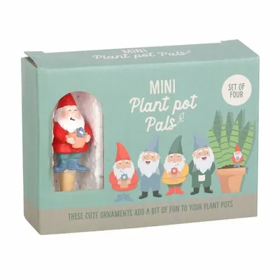 Ornaments - Set of 4 Mini Gnome Plant Pot Pals - SOMETHING DIFFERENT WHOLESALE