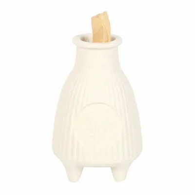Scents - Cream Ribbed Palo Santo Burner - SOMETHING DIFFERENT WHOLESALE