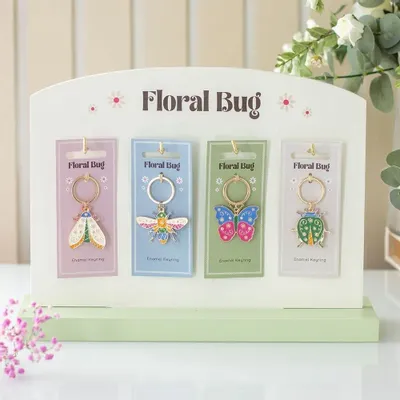 Decorative objects - Set of 24 Floral Bug Keyrings on Display - SOMETHING DIFFERENT WHOLESALE