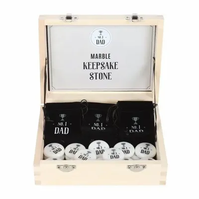 Panneaux séparateurs - Boîte de 24 galets souvenirs en marbre « Papa n° 1 » - SOMETHING DIFFERENT WHOLESALE