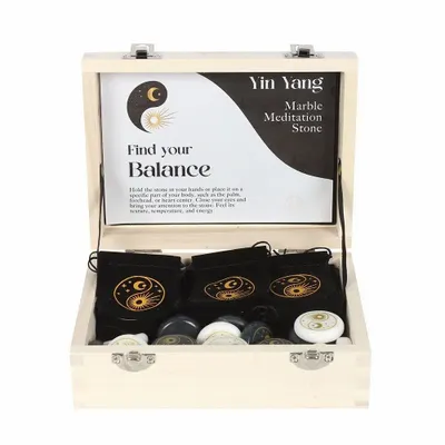 Ornaments - Box of 24 Yin Yang Marble Meditation Stones - SOMETHING DIFFERENT WHOLESALE