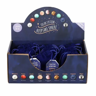 Decorative objects - Set of 18 Solar System Gemstone Spheres in Display - SOMETHING DIFFERENT WHOLESALE