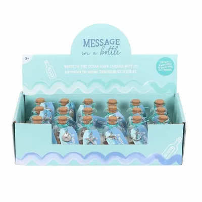 Ornaments - Set of 18 Message in a Bottle Souvenirs in Display - SOMETHING DIFFERENT WHOLESALE