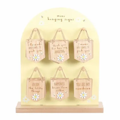Panels - Set of 24 Mini Hanging Daisy Signs on Display - SOMETHING DIFFERENT WHOLESALE