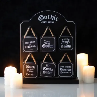 Panels - Set of 36 Gothic Mini Signs on Display - SOMETHING DIFFERENT WHOLESALE