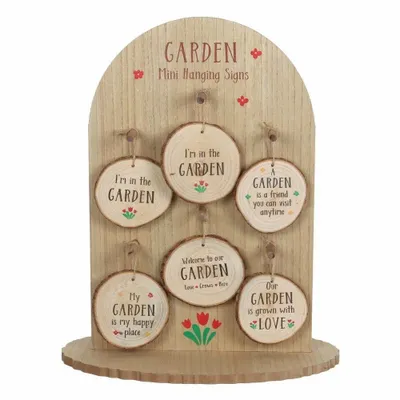 Other wall decoration - Garden Wood Slice Mini Hanging Sign Display - SOMETHING DIFFERENT WHOLESALE