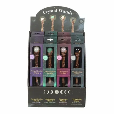 Ornaments - Set of 16 Crystal Wands with Pouches in Display - SOMETHING DIFFERENT WHOLESALE