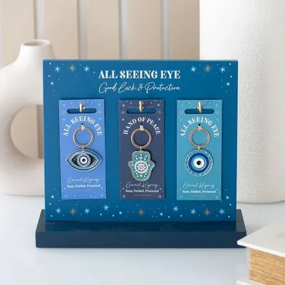 Objets de décoration - Ensemble de 18 porte-clés Œil qui voit tout exposé - SOMETHING DIFFERENT WHOLESALE