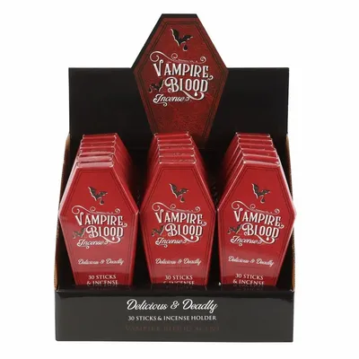 Home fragrances - Set of 18 Vampire Blood Incense Stick Packs with Coffin Holder - SOMETHING DIFFERENT WHOLESALE