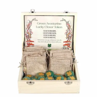 Ornaments - Set of 24 Lucky Clover Sentiment Stones - SOMETHING DIFFERENT WHOLESALE