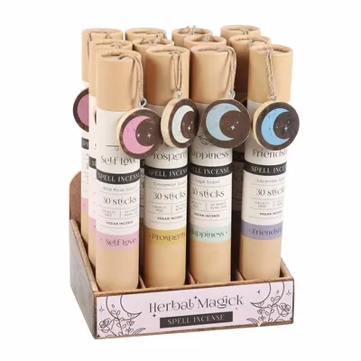 Home fragrances - Set of 12 Herbal Magick Spell Incense Sticks with Display - SOMETHING DIFFERENT WHOLESALE