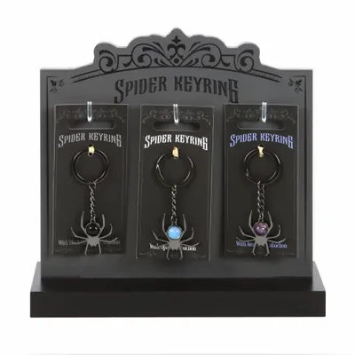 Decorative objects - Set of 18 Crystal Spider Keyrings on Display - SOMETHING DIFFERENT WHOLESALE