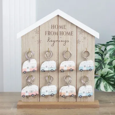Decorative objects - Set of 32 Home from Home Caravan Keyrings on Display - SOMETHING DIFFERENT WHOLESALE