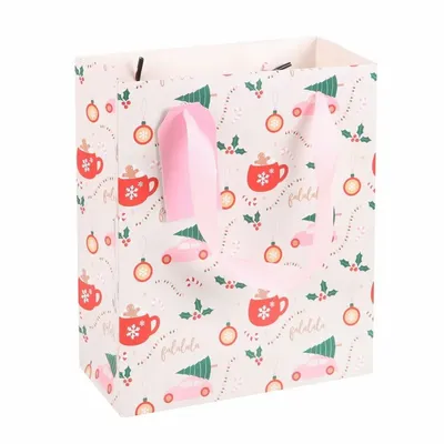Sacs et cartables - Sac cadeau de Noël moyen de 23 cm avec imprimé « Sugarplum Fun » - SOMETHING DIFFERENT WHOLESALE