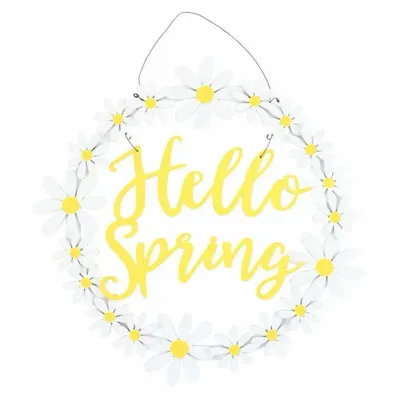 Other wall decoration - Hello Spring Hanging Daisy Wreath Decoration - SOMETHING DIFFERENT WHOLESALE