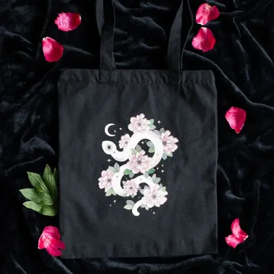 Bags and backpacks - Floral Snake Polycotton Tote Bag - SOMETHING DIFFERENT WHOLESALE