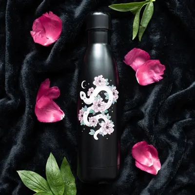 Glass - Floral Snake Metal Water Bottle - SOMETHING DIFFERENT WHOLESALE