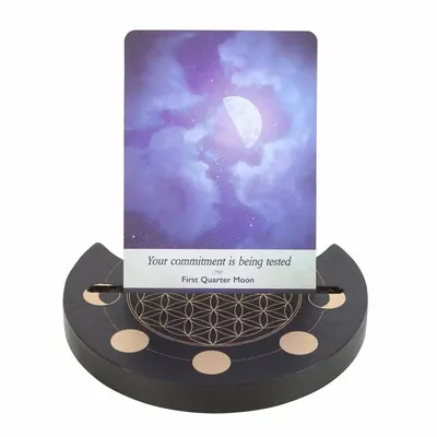 Ornements - Support de cartes de tarot Fleur de Vie Noire en Croissant de Lune - SOMETHING DIFFERENT WHOLESALE