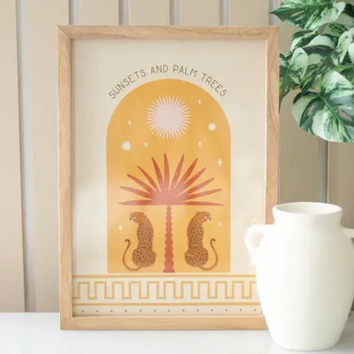 Decorative objects - Leopard Palm Framed Wall Art Print - SOMETHING DIFFERENT WHOLESALE