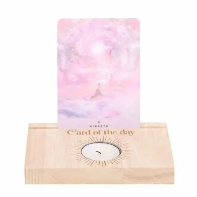 Bougeoirs et photophores  - Support pour carte de tarot « Carte du jour » naturel avec bougeoir. - SOMETHING DIFFERENT WHOLESALE