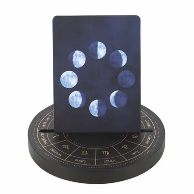Ornaments - Black Astrology Wheel Tarot Card Stand - SOMETHING DIFFERENT WHOLESALE