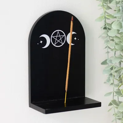 Scents - Black Triple Moon Incense Holder Shelf - SOMETHING DIFFERENT WHOLESALE
