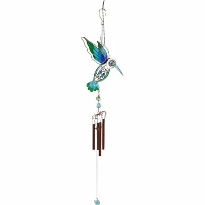 Decorative objects - Blue/Green Hummingbird Windchime - SOMETHING DIFFERENT WHOLESALE
