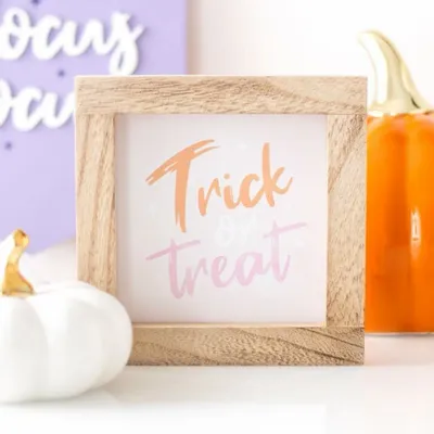 Panels - Pink Trick or Treat Wooden Frame Sign - SOMETHING DIFFERENT WHOLESALE