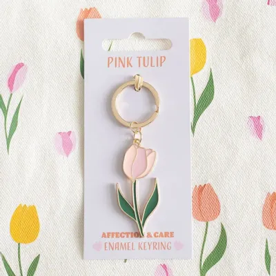 Decorative objects - Pink Tulip Keyring - SOMETHING DIFFERENT WHOLESALE