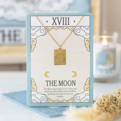Jewelry - The Moon Vintage Tarot Necklace on Greeting Card - SOMETHING DIFFERENT WHOLESALE