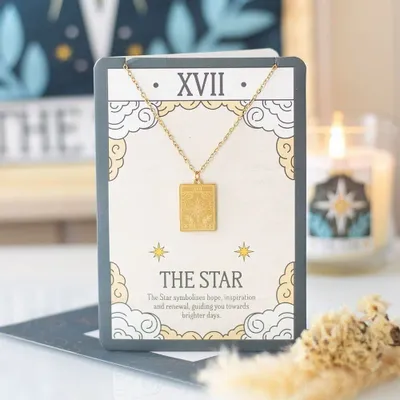 Jewelry - The Star Vintage Tarot Necklace on Greeting Card - SOMETHING DIFFERENT WHOLESALE