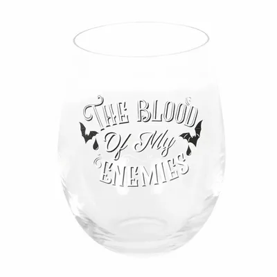Glass - Blood Of My Enemies Stemless Wine Glass - SOMETHING DIFFERENT WHOLESALE