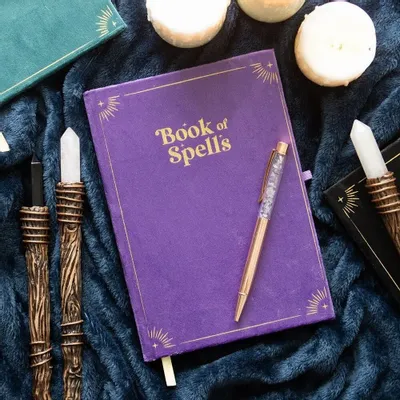 Stationery - Book of Spells Journal with Amethyst Crystal Pen - SOMETHING DIFFERENT WHOLESALE