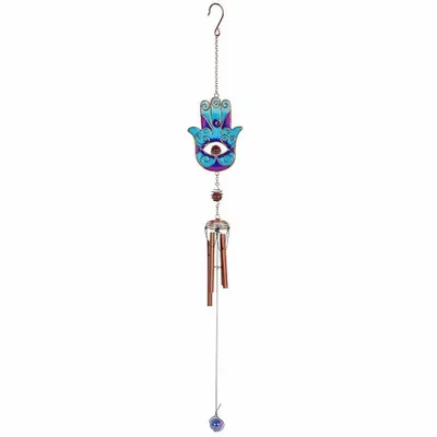 Objets de décoration - Carillon éolien Main de Hamsa bleue - SOMETHING DIFFERENT WHOLESALE