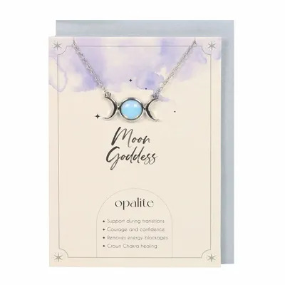 Jewelry - Opalite Triple Moon Necklace Card - SOMETHING DIFFERENT WHOLESALE