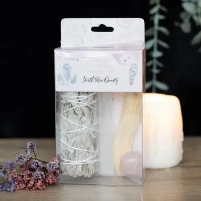 Scents - Smudge Kit with Rose Quartz Crystal - SOMETHING DIFFERENT WHOLESALE