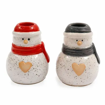 Bougeoirs et photophores  - Bougeoir conique bonhomme de neige - SOMETHING DIFFERENT WHOLESALE