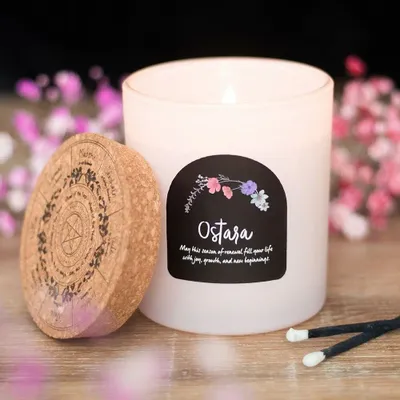 Candles - Ostara Fresh Linen Wheel of the Year Candle - SOMETHING DIFFERENT WHOLESALE
