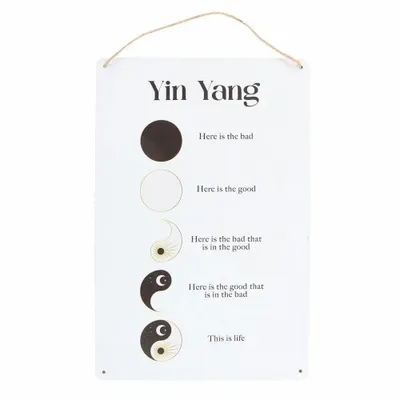 Panels - 30cm Yin Yang Hanging Metal Sign - SOMETHING DIFFERENT WHOLESALE