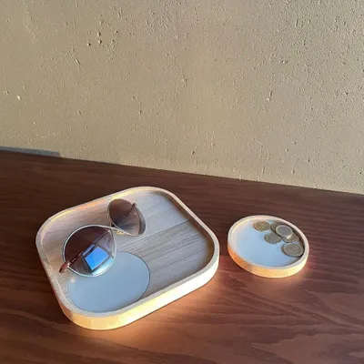 Organizer - NORDIC TRAYS – Minimalist Wood & Leather Desk Organizers - WOOD MOOD | :DODOMOOM