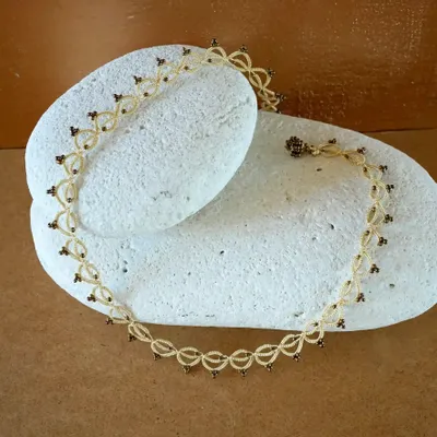 Jewelry - HANDMADE CHOKER NECKLACE MADE OF WIRE AND BEADS, LOTUS CHAIN - KARAWAN AUTHENTIC
