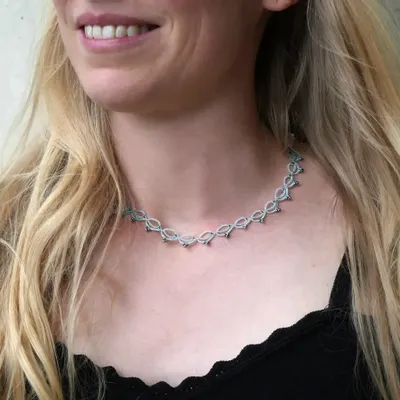 Jewelry - HANDMADE CHOKER NECKLACE MADE OF WIRE AND BEADS, LOTUS CHAIN - KARAWAN AUTHENTIC