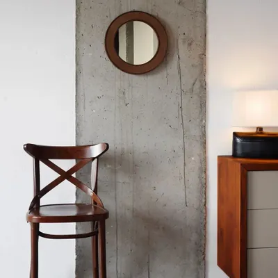 Mirrors - NORDIC MIRROR M – Solid Wood & Leather Round Statement Mirror - WOOD MOOD | :DODOMOOM