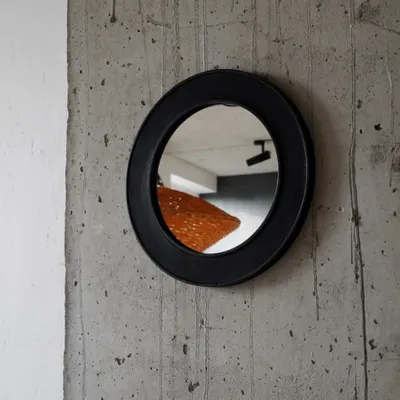 Mirrors - NORDIC MIRROR M – Solid Wood & Leather Round Statement Mirror - WOOD MOOD | :DODOMOOM