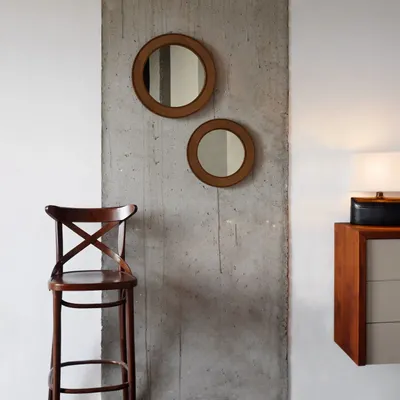 Miroirs - NORDIC MIRROR L – Miroir Circulaire en Bois & Cuir - WOOD MOOD | :DODOMOOM