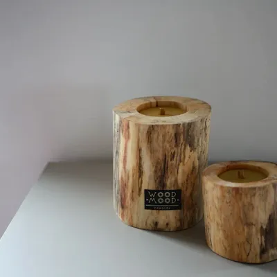 Bougies - UBUD Original – Bougie Rechargeable en Bois Naturel Faite Main - WOOD MOOD | :DODOMOOM