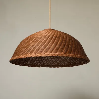 Hanging lights - Chelsea Rattan Dome Pendant Lampshade - MAHE HOMEWARE